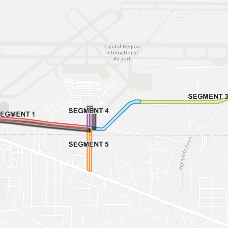 Map of construction areas at airport