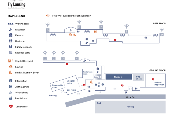 Map of the Capital Region International Airport