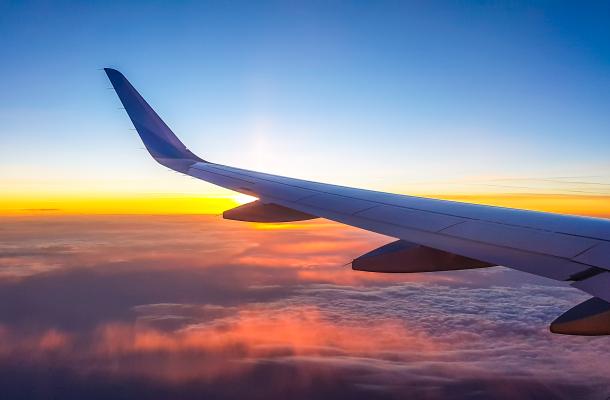 Plane at sunset